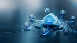 Abstract Cloud ERP Network With AI Data Nodes