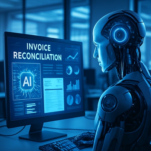 create an image artificial intelligence style in blu and light blu that represents the invoices reconciliation made by artificial intelligence very detailed and that inspires technological innovation in a technological office be more realistic-1 create an image artificial intelligence style in blu and light blu that represents the invoices reconciliation made by artificial intelligence very detailed and that inspires technological innovation in a technological office be more realistic-1