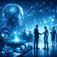 genera unimmagine innovativa sui toni del blu che rappresenta lintelligenza artificiale che viene introdotta in azienda-1