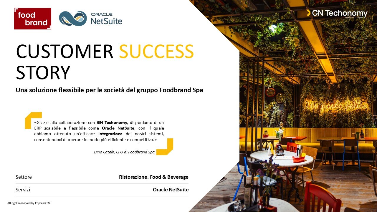 Food Brand - Integrazione dei Sistemi con Oracle NetSuite